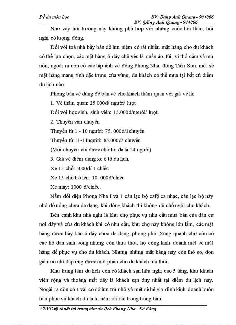 image for page Cơ sở vật chất kỹ thuật tại Trung tâm du lịch Phong Nha - Kẻ Bàng