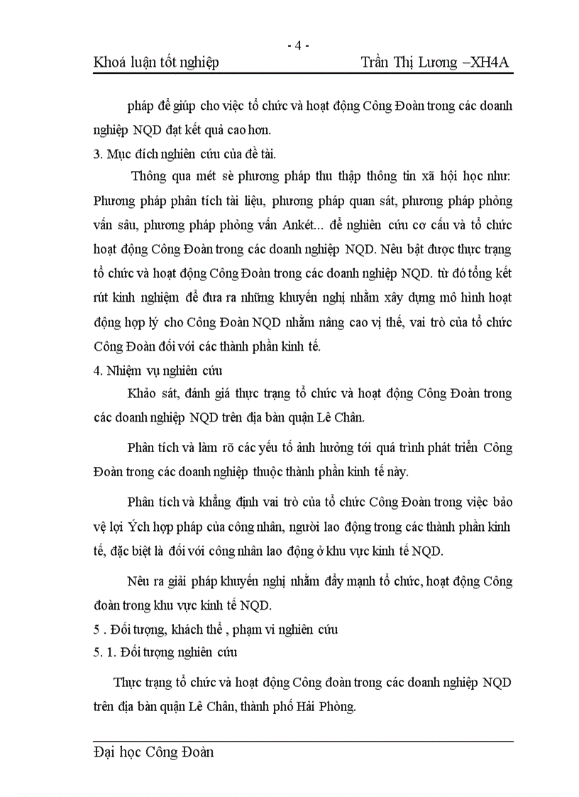 Thực trạng tổ chức và hoạt động Công Đoàn trong doanh nghiệp NQD trên địa bàn quận Lê Chân - Hải Phòng