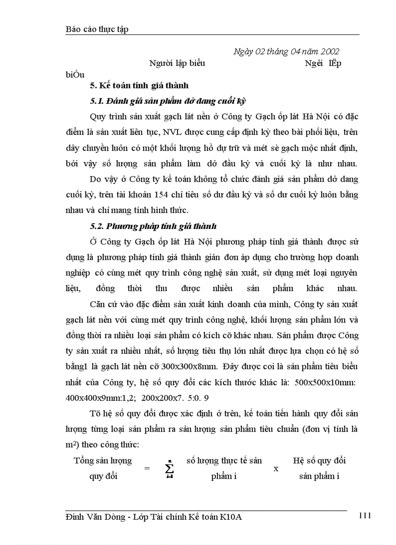 image for page Bão cáo thực tập tổng hợp tại công ty Gạch ốp lát Hà Nội