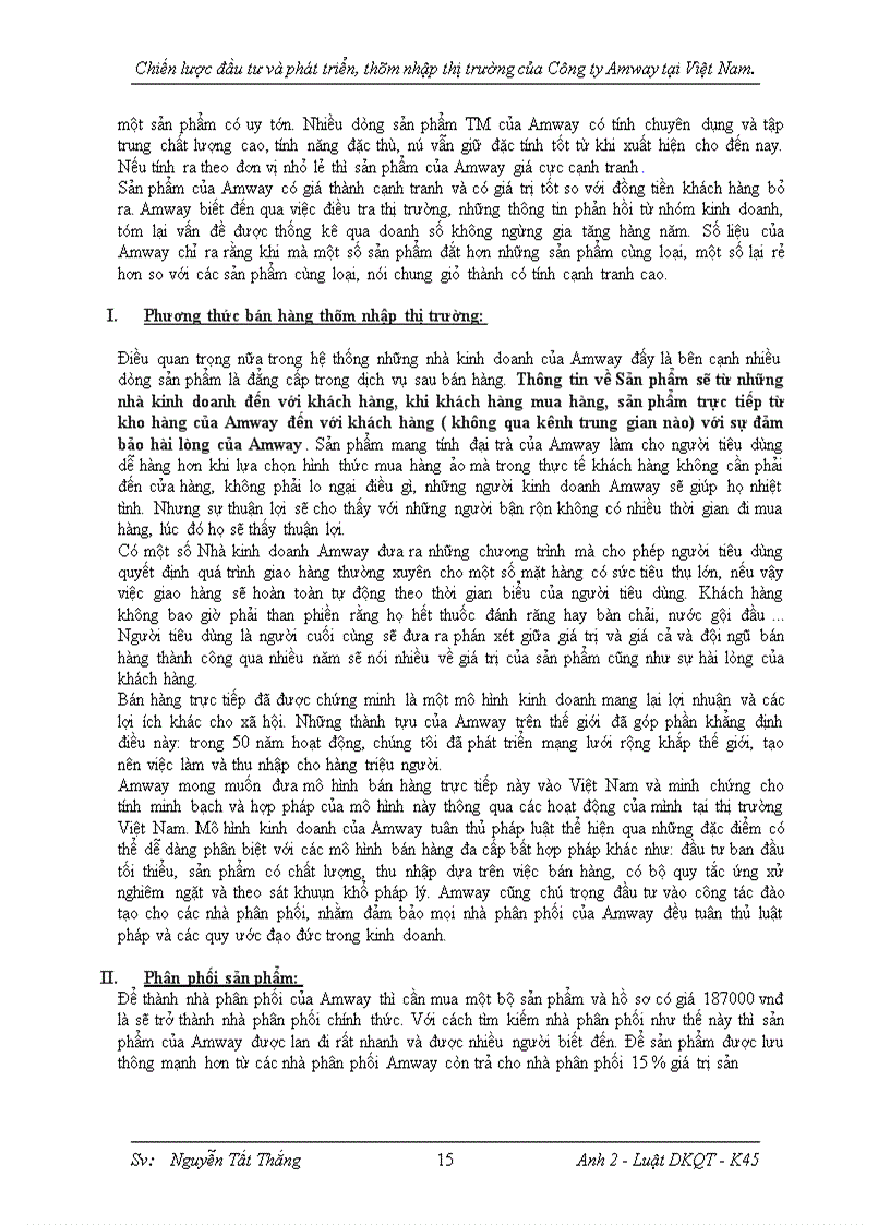 image for page Chiến lược đầu tư và phát triển, thâm nhập thị trường của công ty Amway tại Việt Nam.