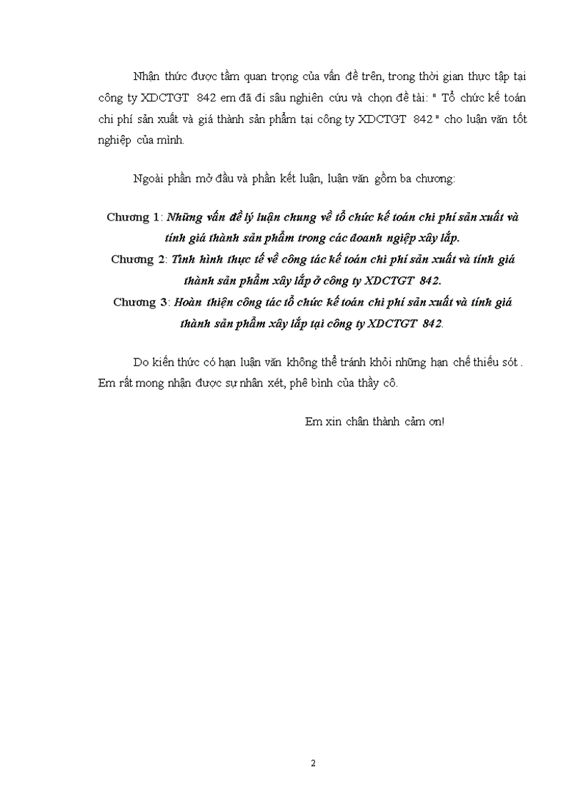 image for page Tổ chức kế toán chi phí sản xuất và giá thành sản phẩm tại công ty XDCTGT 842