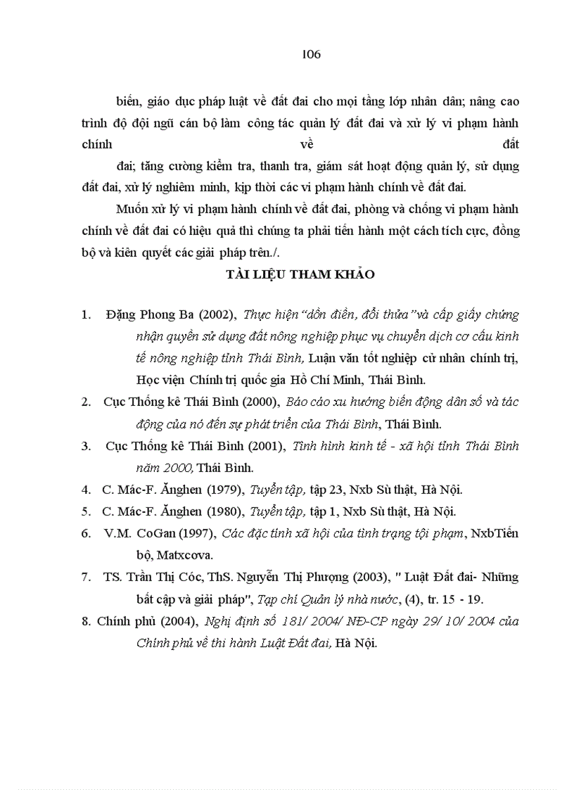 image for page Vi phạm hành chính về đất đai ở Thái Bình - thực trạng và giải pháp khắc phục