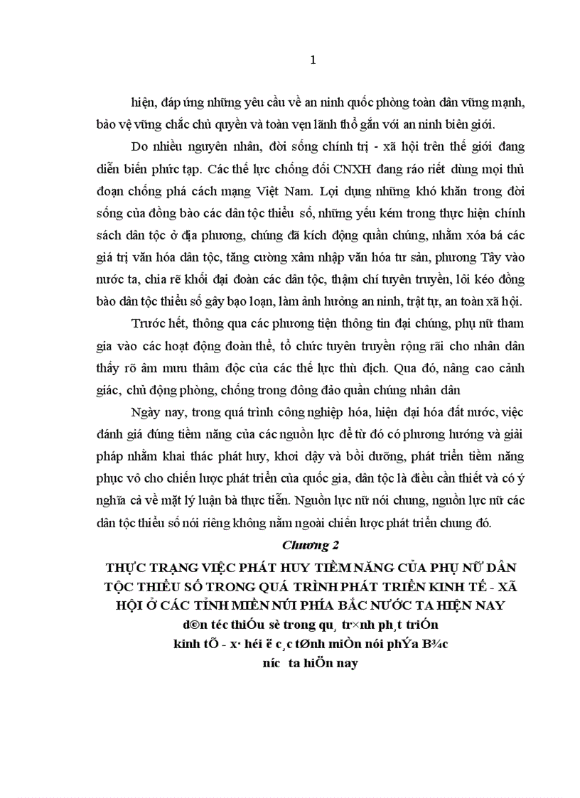 image for page Phát huy tiềm năng của phụ nữ dân tộc thiểu số trong quá trình phát triển kinh tế - x• hội ở các tỉnh miền núi phía Bắc nước ta hiện nay