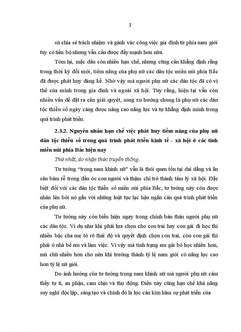 image for page Phát huy tiềm năng của phụ nữ dân tộc thiểu số trong quá trình phát triển kinh tế - x• hội ở các tỉnh miền núi phía Bắc nước ta hiện nay