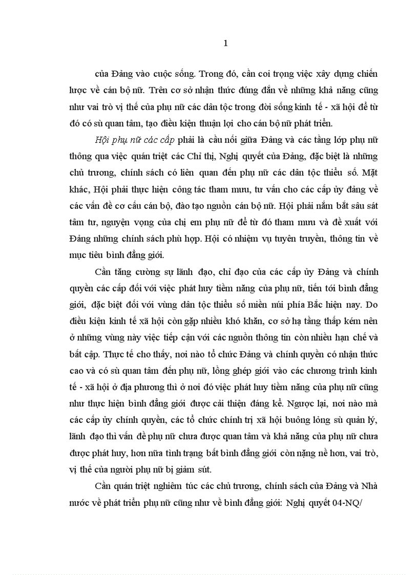 image for page Phát huy tiềm năng của phụ nữ dân tộc thiểu số trong quá trình phát triển kinh tế - x• hội ở các tỉnh miền núi phía Bắc nước ta hiện nay