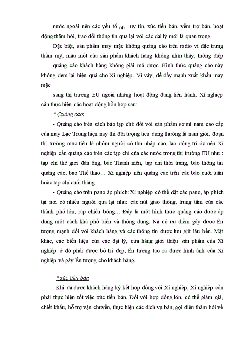 image for page Giải pháp Marketing đẩy mạnh xuất khẩu sản phẩm may mặc sang thị trường EU của Xí nghiệp may xuất khẩu Lạc Trung