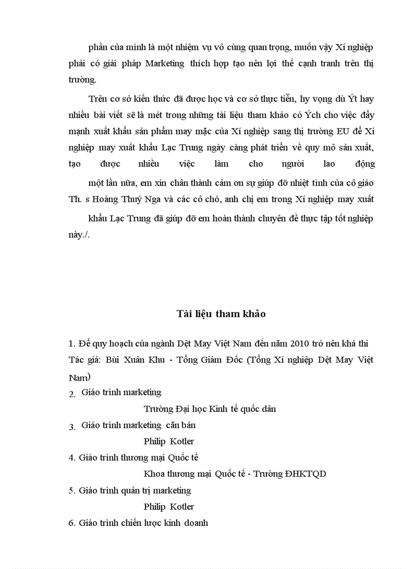 image for page Giải pháp Marketing đẩy mạnh xuất khẩu sản phẩm may mặc sang thị trường EU của Xí nghiệp may xuất khẩu Lạc Trung