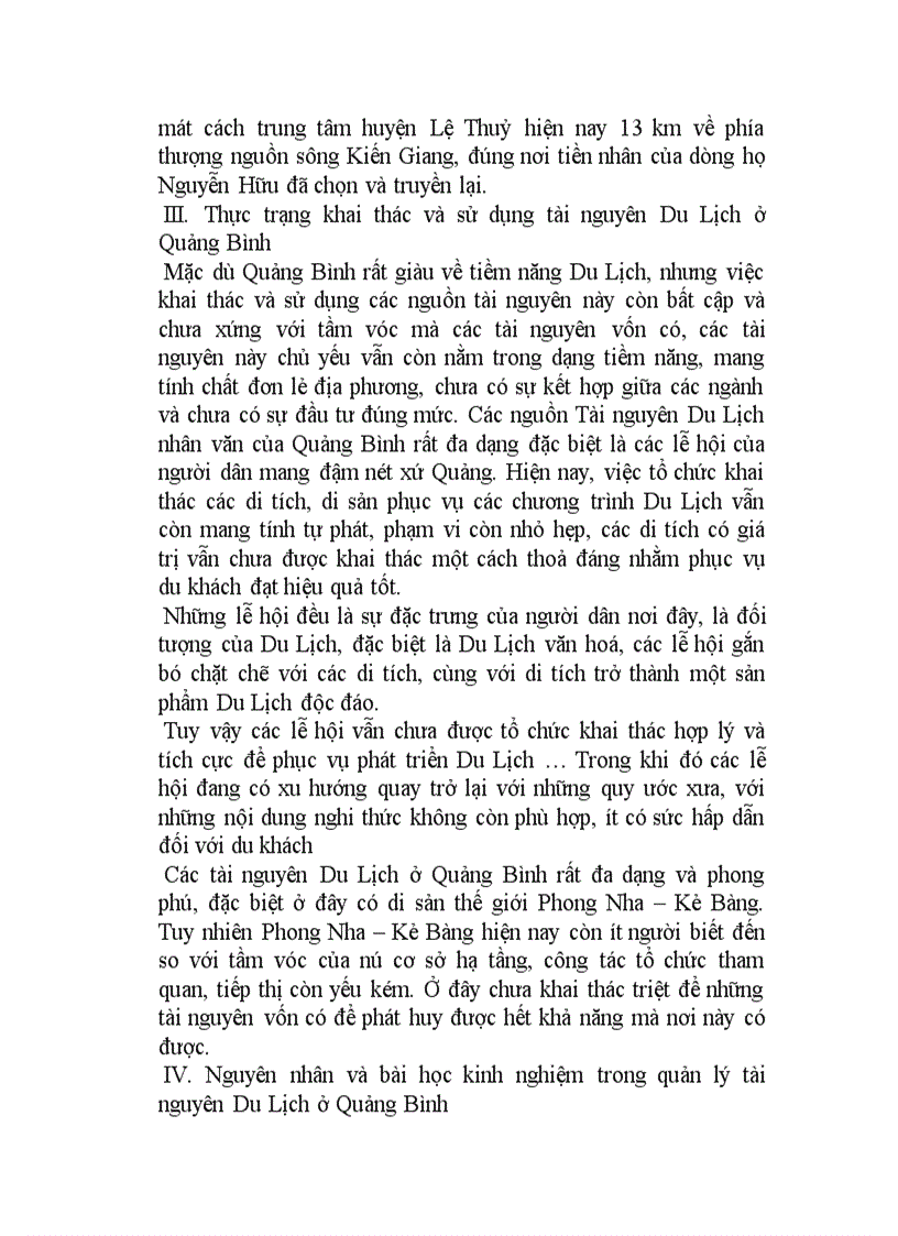 image for page Điều Kiện Phát Triển Và Khả Năng Khai Thác Tài Nguyên Du Lịch Ở Quảng Bình