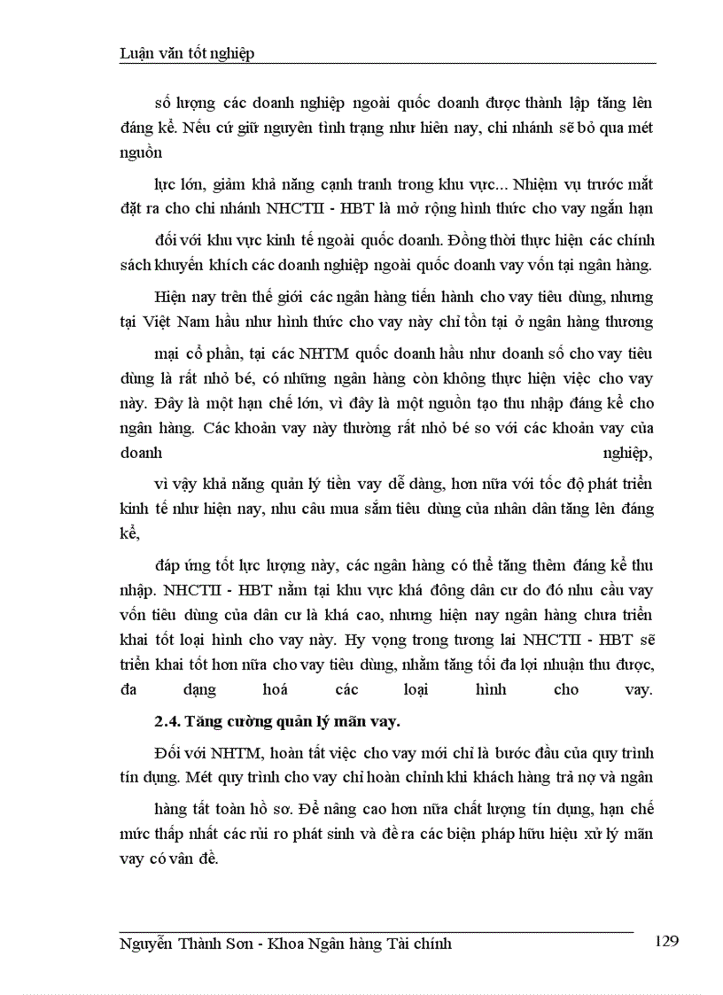 image for page Giải pháp nâng cao chất lượng tín dụng ngắn hạn tại chi nhánh NHCTII-HBT
