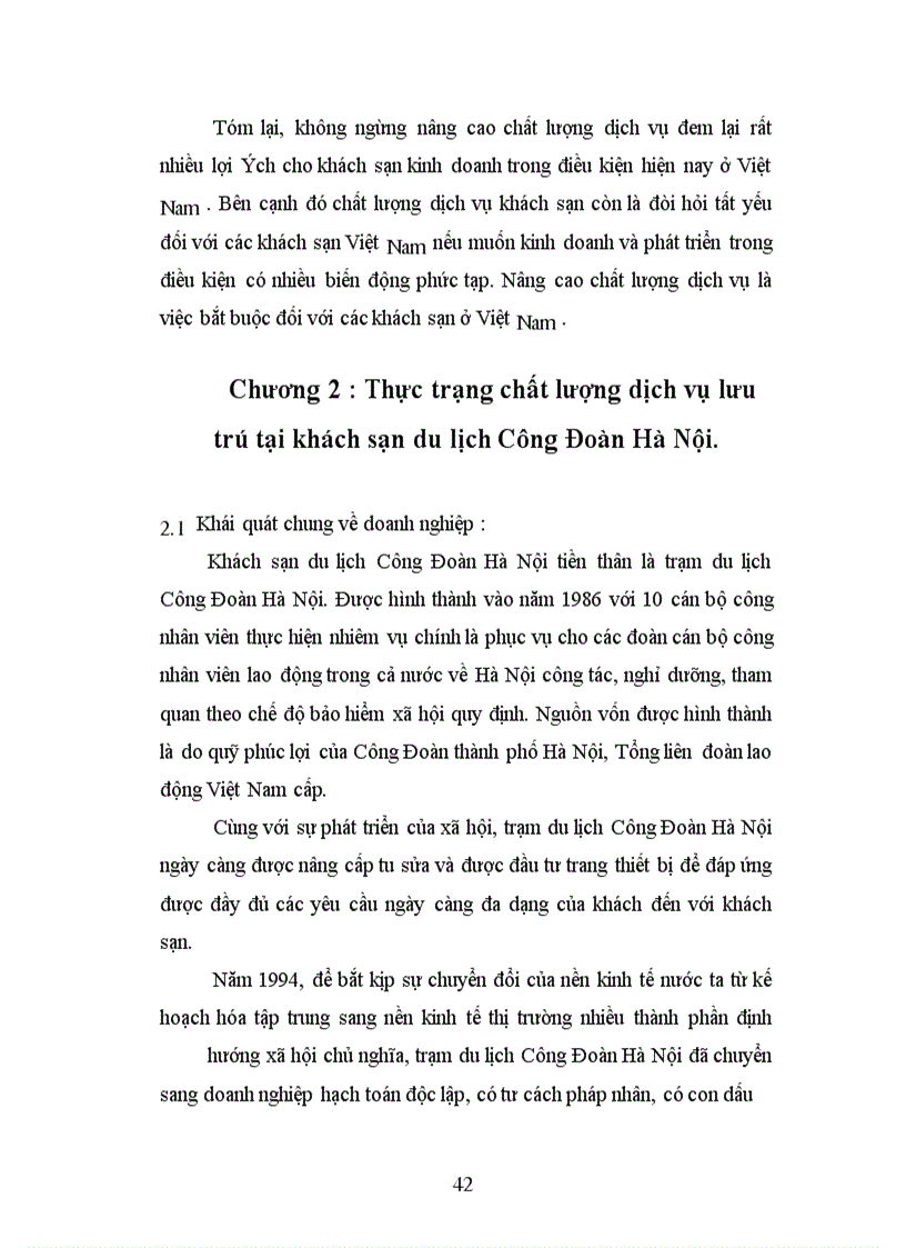 image for page Thực trạng và giải pháp nâng cao chất lượng dịch vụ lưu trú tại khách sạn du lịch Công Đoàn Hà Nội