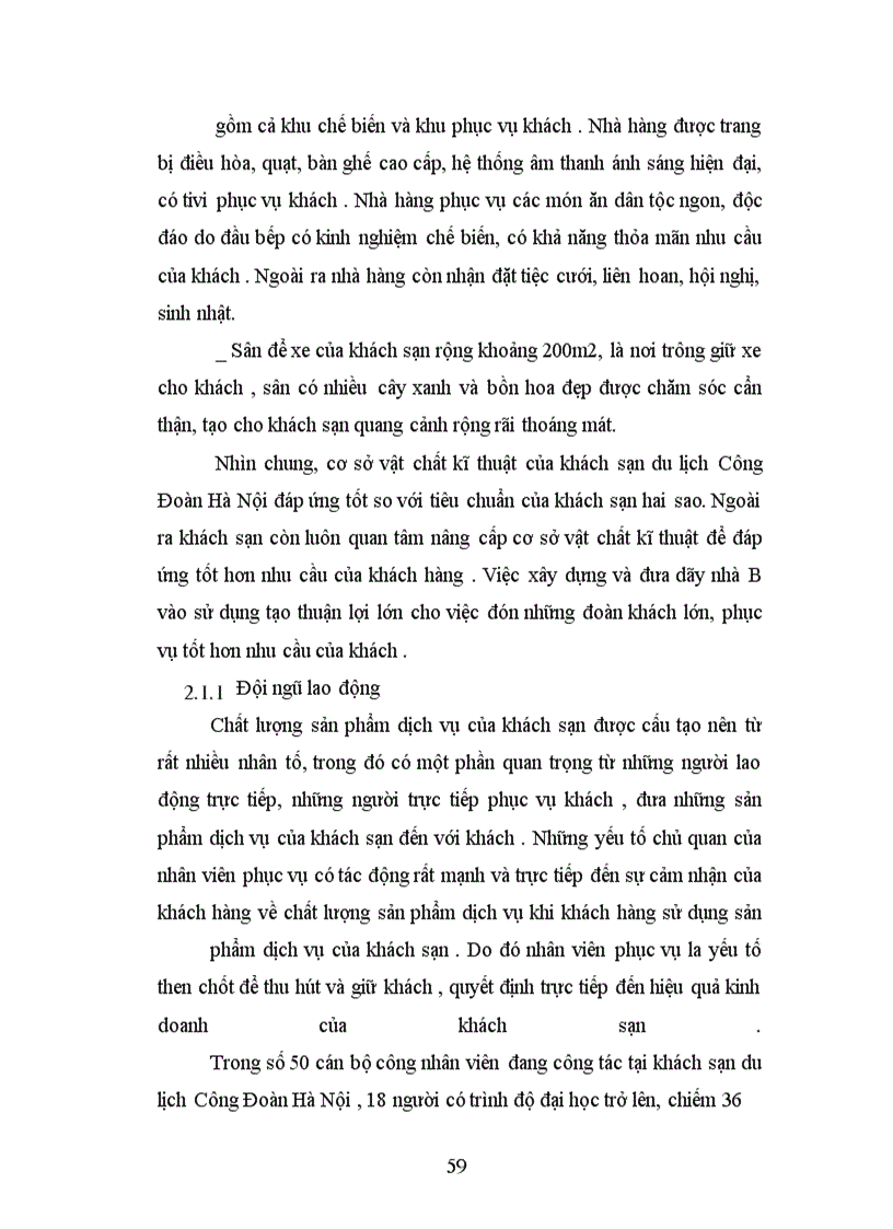 image for page Thực trạng và giải pháp nâng cao chất lượng dịch vụ lưu trú tại khách sạn du lịch Công Đoàn Hà Nội