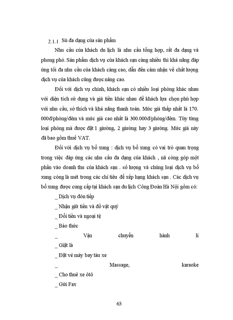 image for page Thực trạng và giải pháp nâng cao chất lượng dịch vụ lưu trú tại khách sạn du lịch Công Đoàn Hà Nội