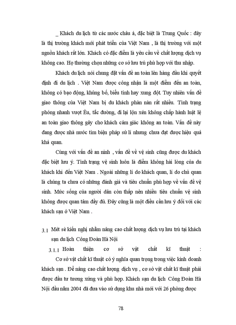 image for page Thực trạng và giải pháp nâng cao chất lượng dịch vụ lưu trú tại khách sạn du lịch Công Đoàn Hà Nội
