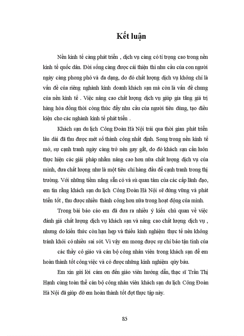 image for page Thực trạng và giải pháp nâng cao chất lượng dịch vụ lưu trú tại khách sạn du lịch Công Đoàn Hà Nội