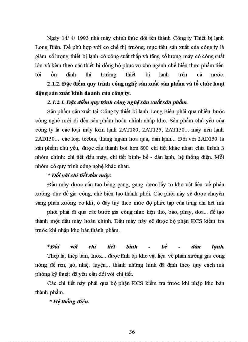 image for page Kế toán chi phí sản xuất và tính giá thành sản phẩm tại Công ty thiết bị lạnh Long Biên