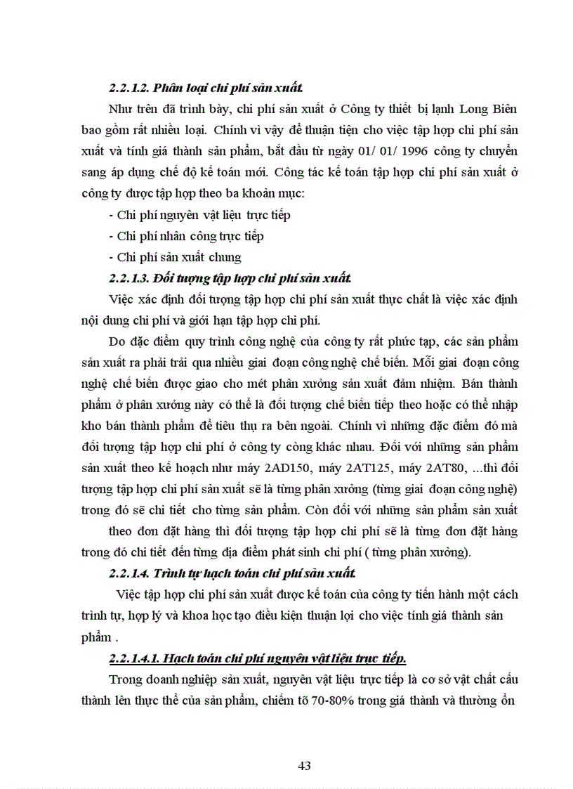 image for page Kế toán chi phí sản xuất và tính giá thành sản phẩm tại Công ty thiết bị lạnh Long Biên