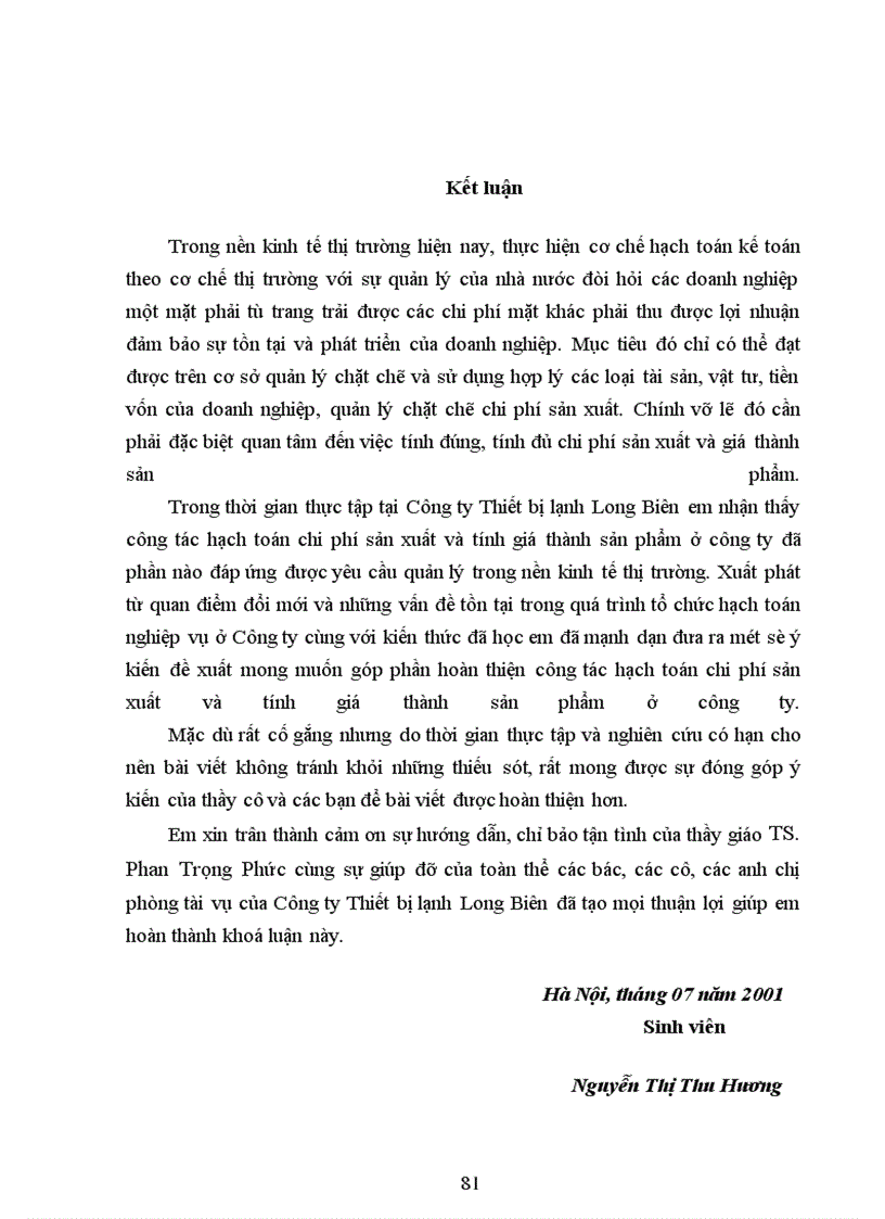 image for page Kế toán chi phí sản xuất và tính giá thành sản phẩm tại Công ty thiết bị lạnh Long Biên