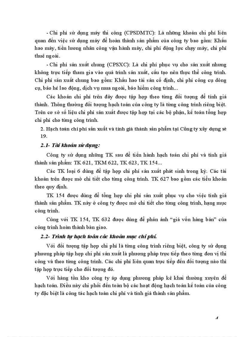 image for page Hoàn thiện công tác kế toán chi phí sản xuất và tính giá thành sản phẩm trong công ty xây dựng số 19 thuộc Tổng công ty xây dựng và phát triển hạ tầng