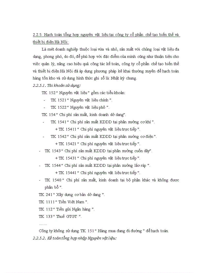image for page Hoàn thiện công tác kế toán nguyên vật liệu tại Công ty cổ phần chế tạo biến thế và thiết bị điện Hà Nội