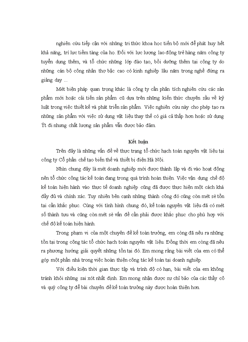 image for page Hoàn thiện công tác kế toán nguyên vật liệu tại Công ty cổ phần chế tạo biến thế và thiết bị điện Hà Nội