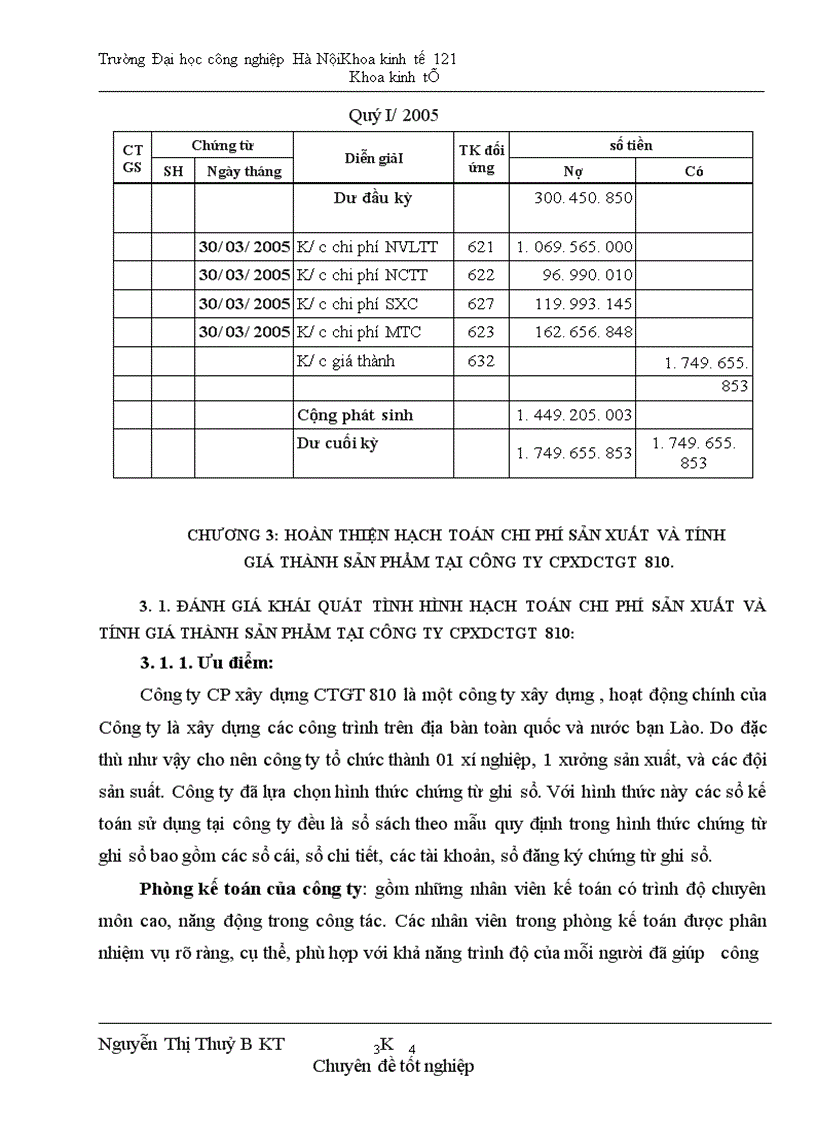 image for page Hoàn thiện công tác hạch toán chi phí sản xuất và tính giá thành sản phẩm xây lắp tại công ty cổ phần xây dựng CTGT 810