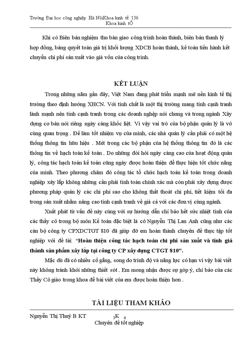 image for page Hoàn thiện công tác hạch toán chi phí sản xuất và tính giá thành sản phẩm xây lắp tại công ty cổ phần xây dựng CTGT 810