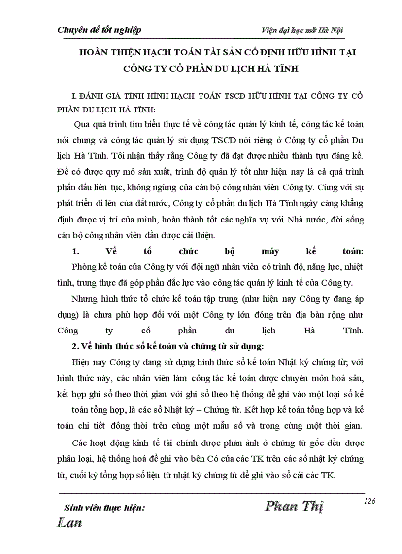 image for page Hạch toán tài sản cố định hữu hình tại Công ty cổ phần du lịch Hà Tĩnh.