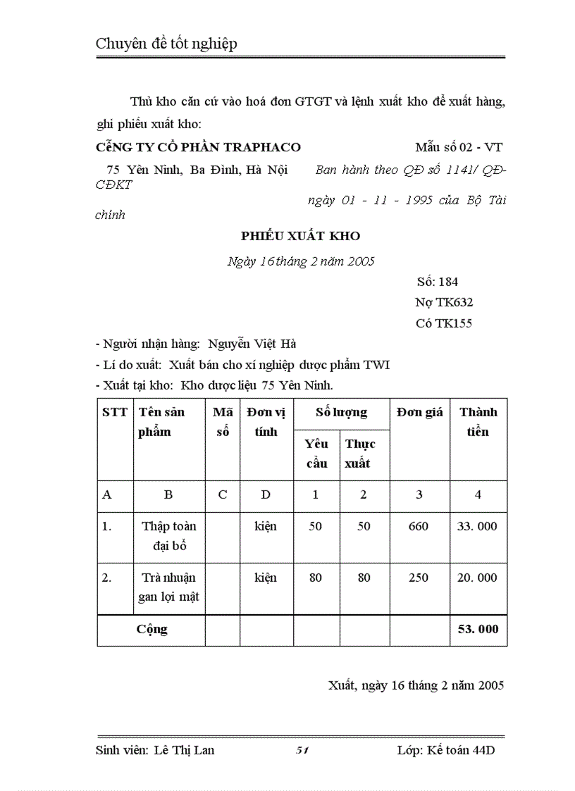 image for page Kế toán tiêu thụ thành phẩm và xác định kết quả tiêu thụ thành phẩm tại Công ty cổ phần Traphaco