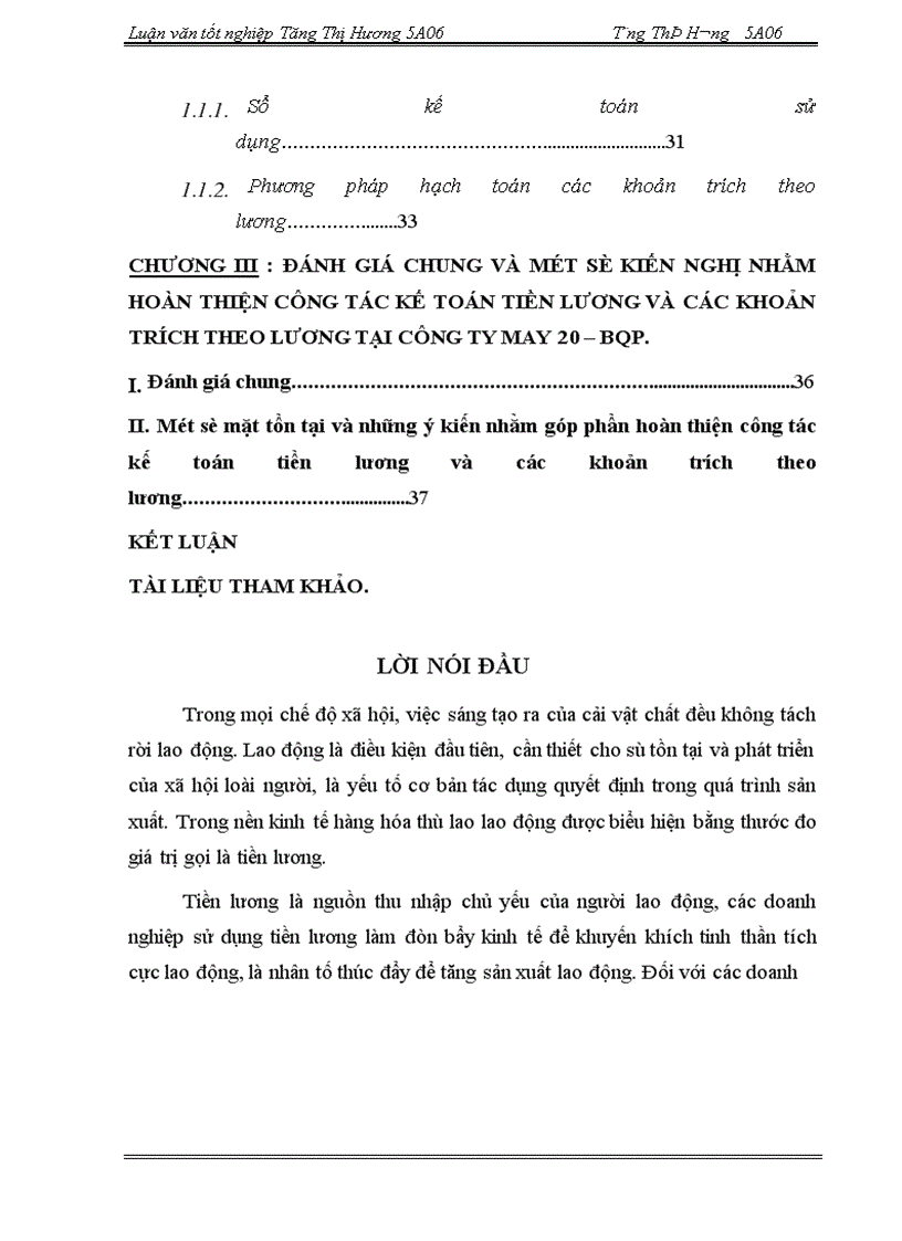 image for page Hoàn thiện công tác kế toán tiền lương và các khoản tính trích theo lương tại Công ty May 20 - BQP