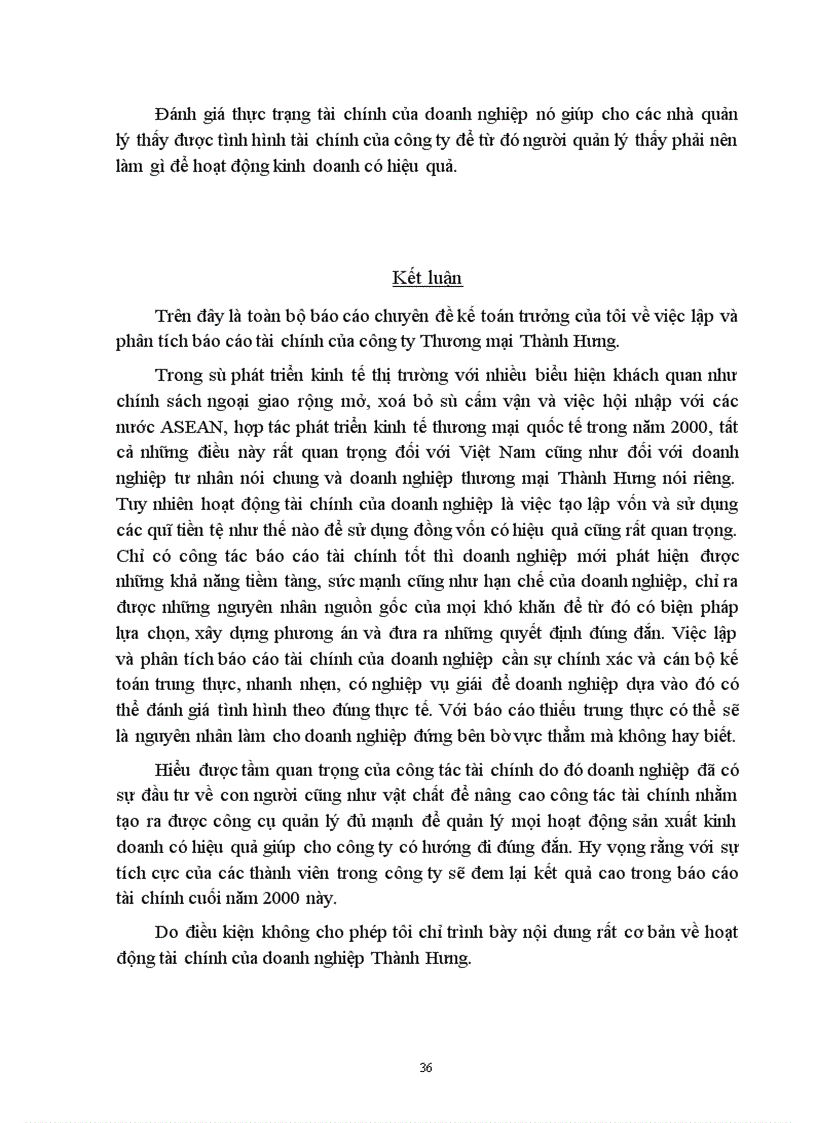 image for page Hoàn thiện việc lập và phân tích Báo cáo tài chính của Công ty Thương mại Thành Hưng