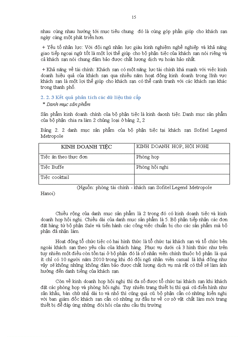 image for page Hoàn thiện chính sách sản phẩm trong kinh doanh tiệc tại khách sạn Sofitel Legend Metropole Hanoi