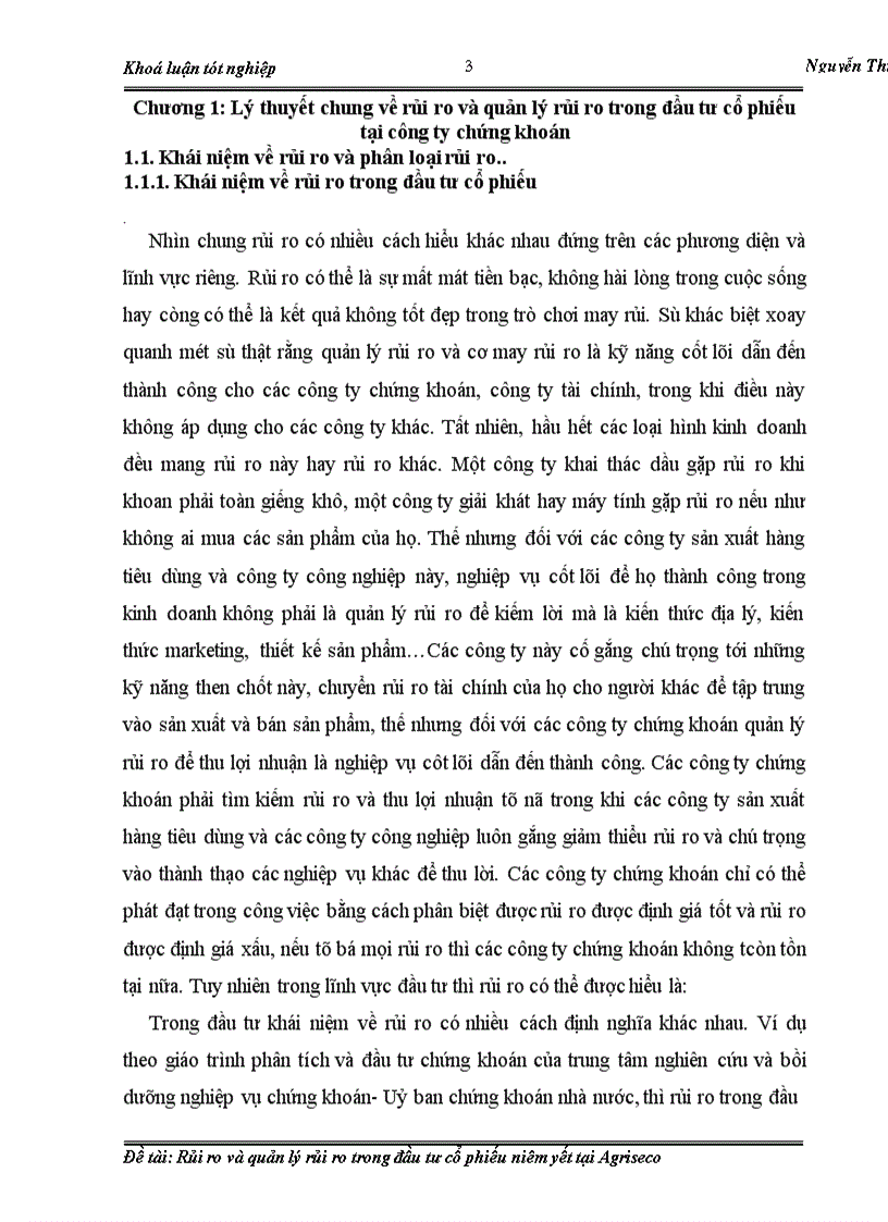 image for page Rủi ro và quản lý rủi ro trong đầu tư cổ phiếu niêm yết tại Agriseco