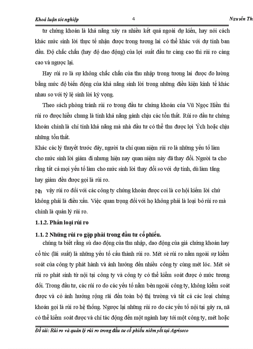 image for page Rủi ro và quản lý rủi ro trong đầu tư cổ phiếu niêm yết tại Agriseco