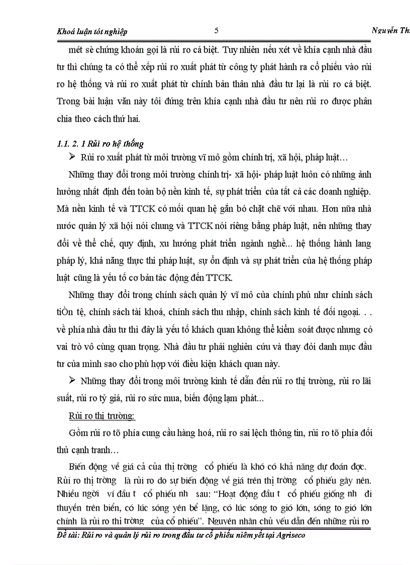 image for page Rủi ro và quản lý rủi ro trong đầu tư cổ phiếu niêm yết tại Agriseco