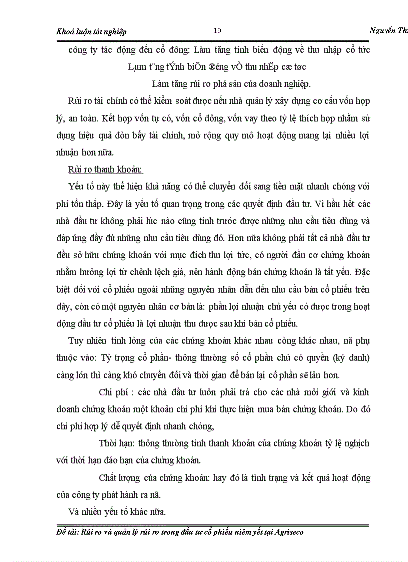 image for page Rủi ro và quản lý rủi ro trong đầu tư cổ phiếu niêm yết tại Agriseco