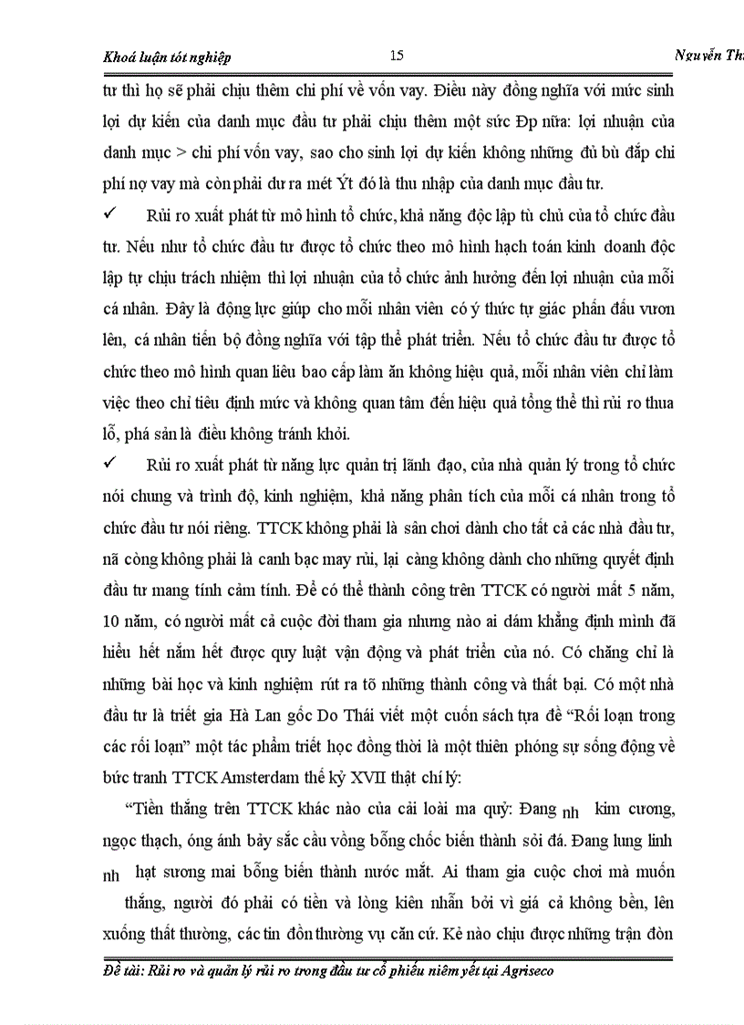 image for page Rủi ro và quản lý rủi ro trong đầu tư cổ phiếu niêm yết tại Agriseco