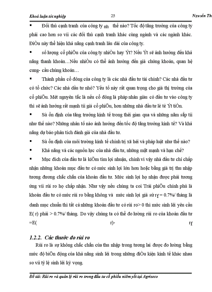 image for page Rủi ro và quản lý rủi ro trong đầu tư cổ phiếu niêm yết tại Agriseco