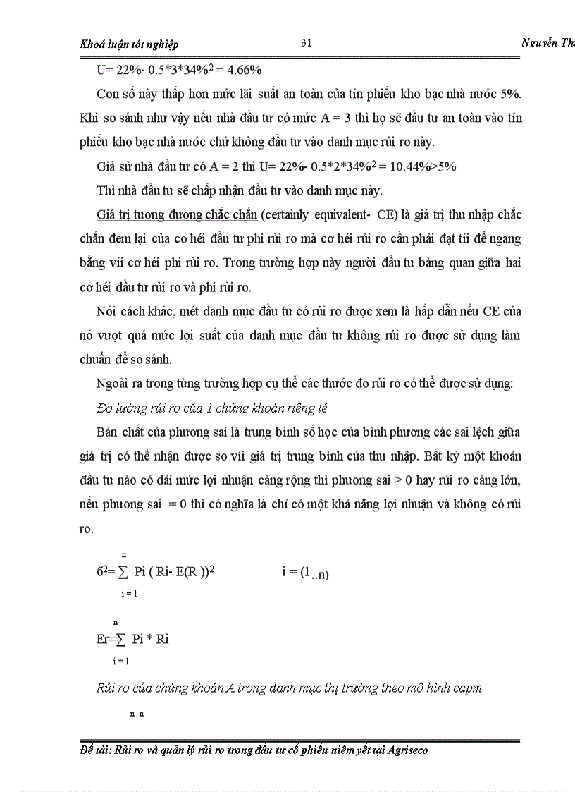 image for page Rủi ro và quản lý rủi ro trong đầu tư cổ phiếu niêm yết tại Agriseco