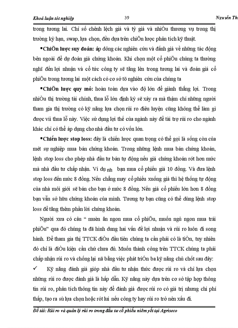 image for page Rủi ro và quản lý rủi ro trong đầu tư cổ phiếu niêm yết tại Agriseco