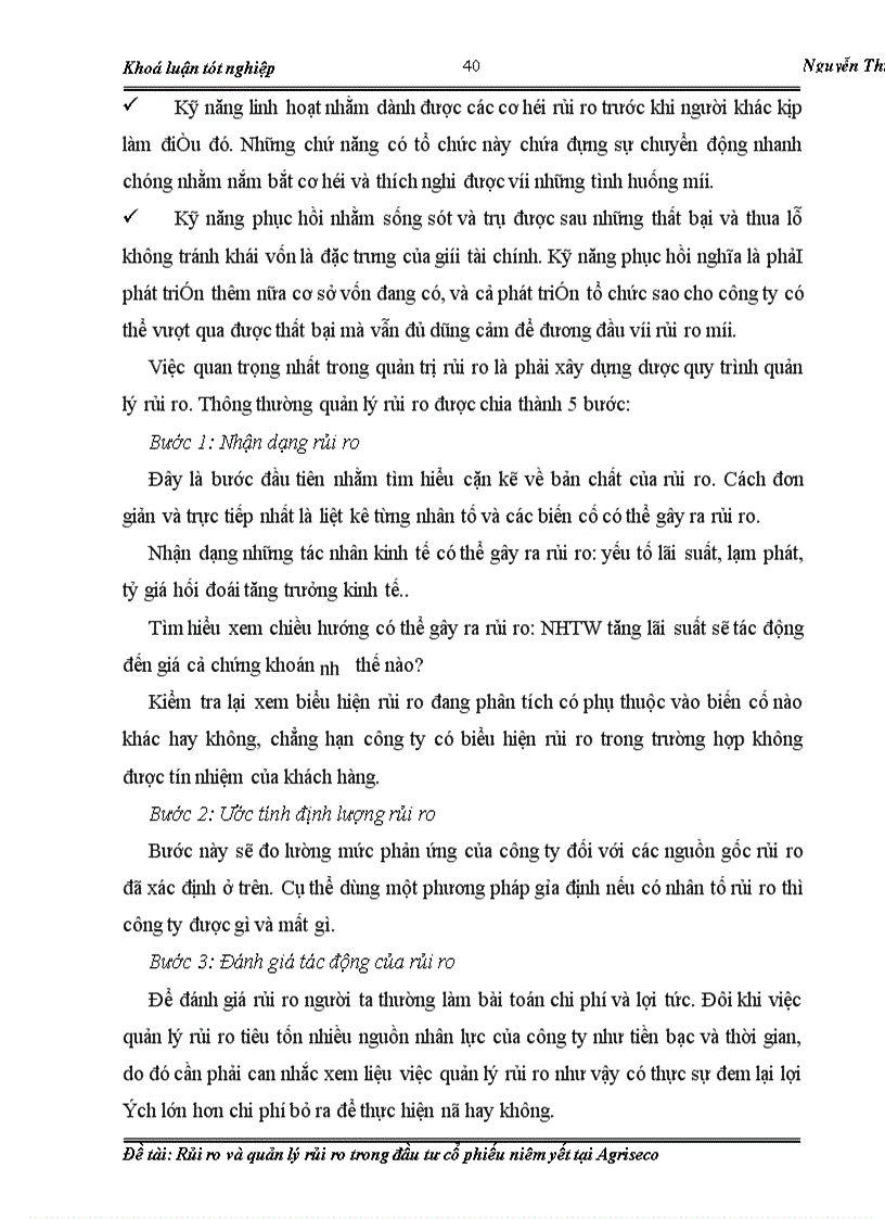 image for page Rủi ro và quản lý rủi ro trong đầu tư cổ phiếu niêm yết tại Agriseco
