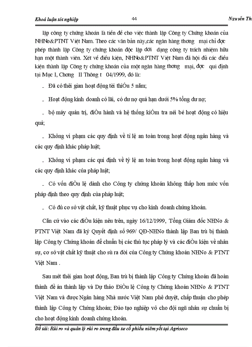 image for page Rủi ro và quản lý rủi ro trong đầu tư cổ phiếu niêm yết tại Agriseco