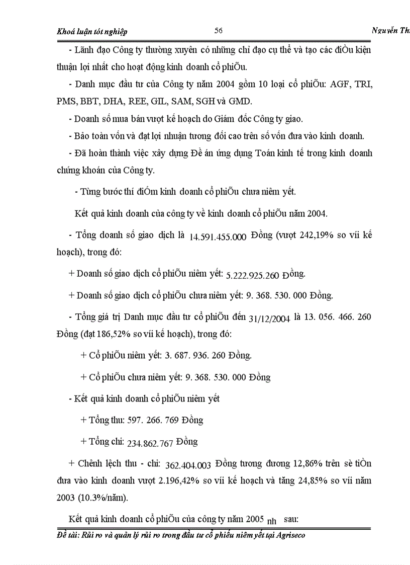 image for page Rủi ro và quản lý rủi ro trong đầu tư cổ phiếu niêm yết tại Agriseco