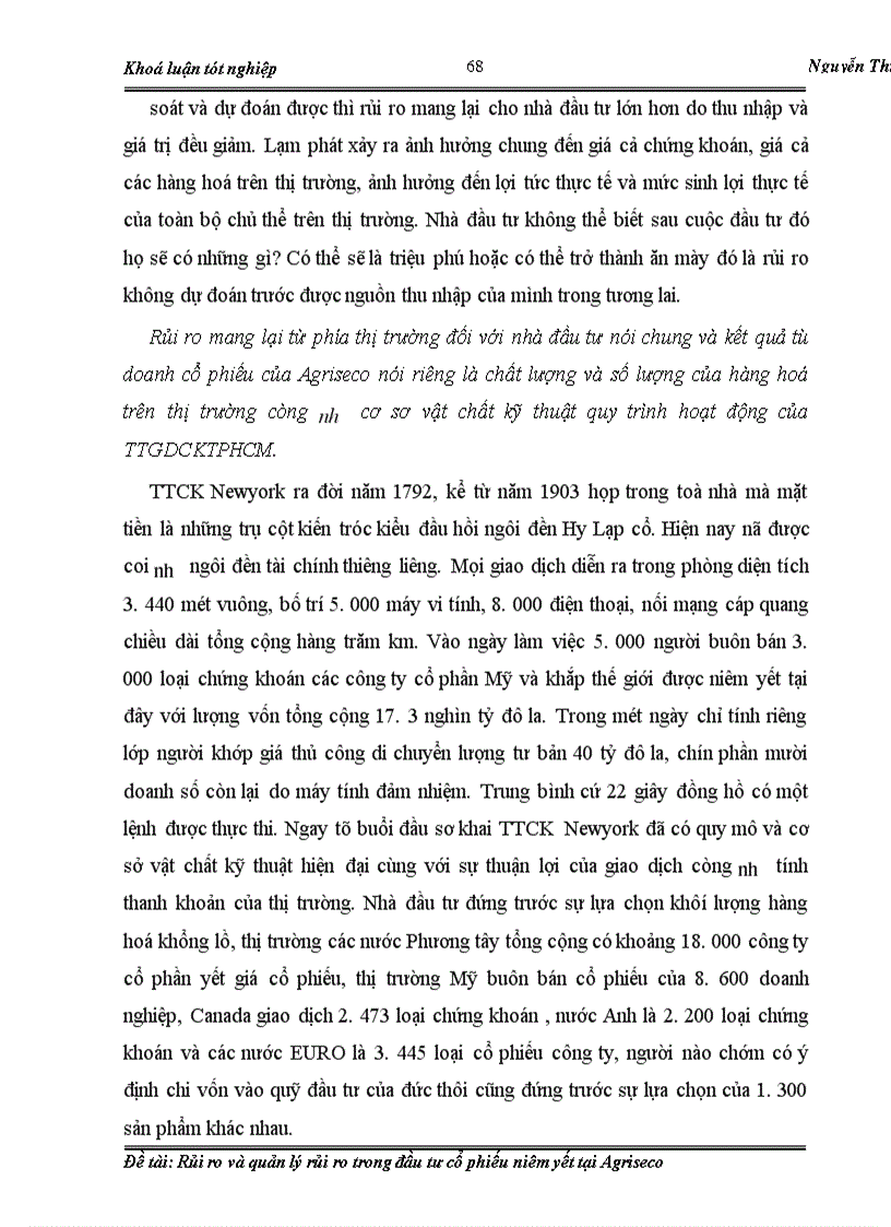 image for page Rủi ro và quản lý rủi ro trong đầu tư cổ phiếu niêm yết tại Agriseco