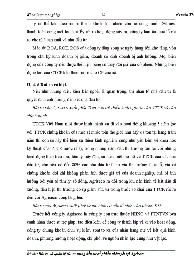 image for page Rủi ro và quản lý rủi ro trong đầu tư cổ phiếu niêm yết tại Agriseco