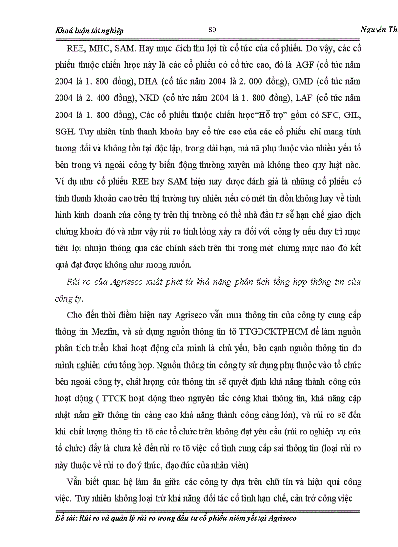 image for page Rủi ro và quản lý rủi ro trong đầu tư cổ phiếu niêm yết tại Agriseco