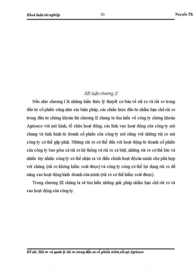 image for page Rủi ro và quản lý rủi ro trong đầu tư cổ phiếu niêm yết tại Agriseco