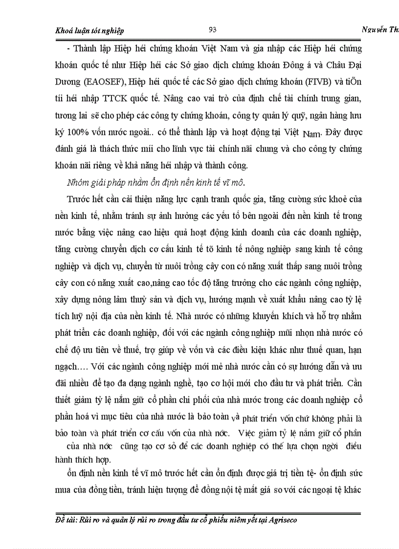 image for page Rủi ro và quản lý rủi ro trong đầu tư cổ phiếu niêm yết tại Agriseco