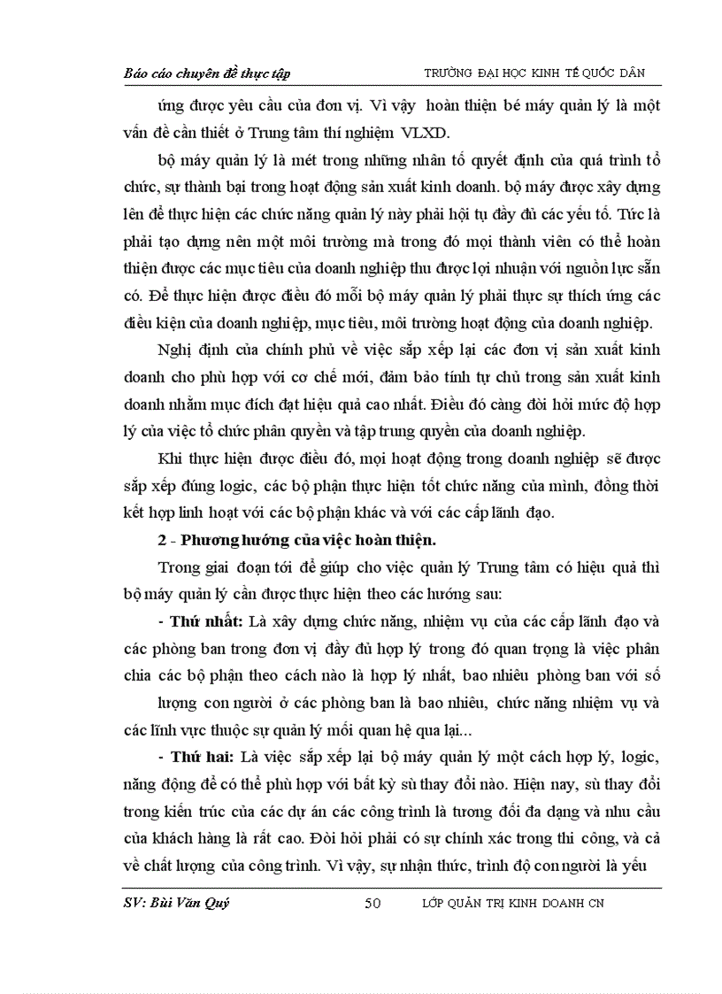 image for page Hoàn thiện cơ cấu tổ chức bộ máy quản lí của Trung tâm thí nghiệm VLXD