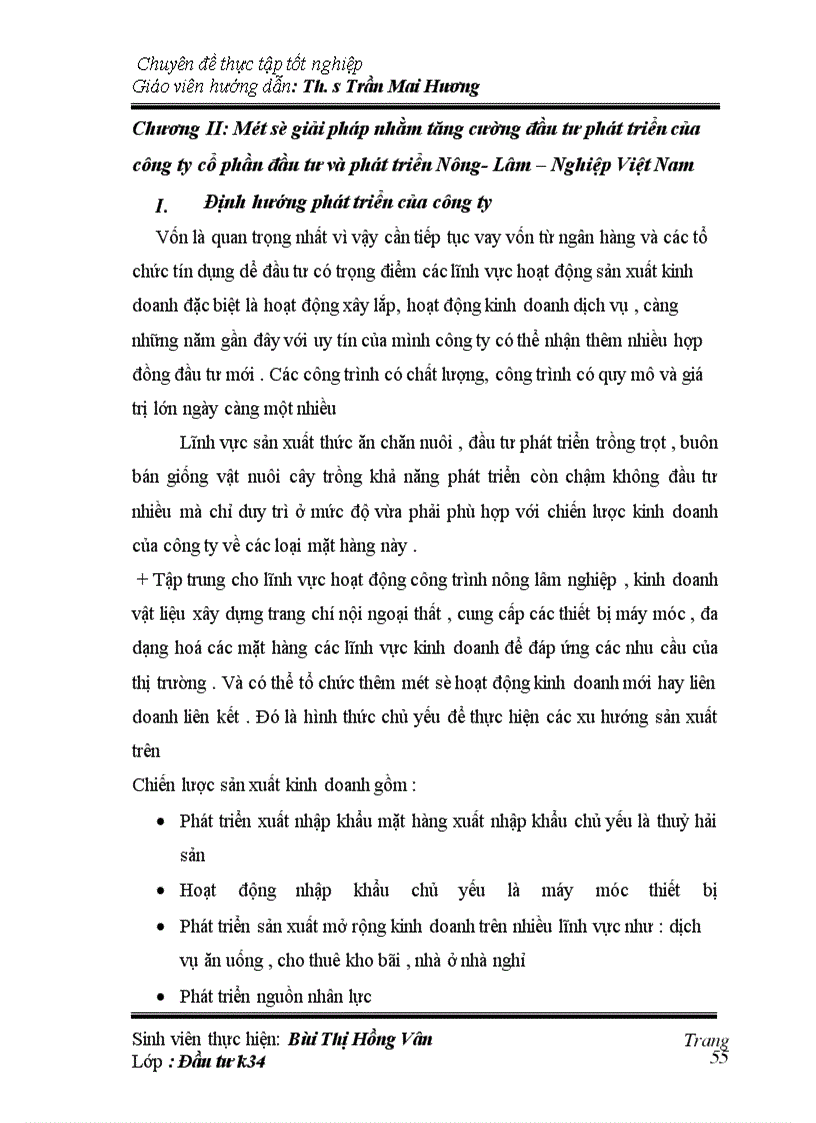image for page Hoạt động đầu tư phát triển trong Công ty cổ phần xây lắp đầu tư phát triển nông lâm nghiệp Việt Nam-Thực trạng và giải pháp