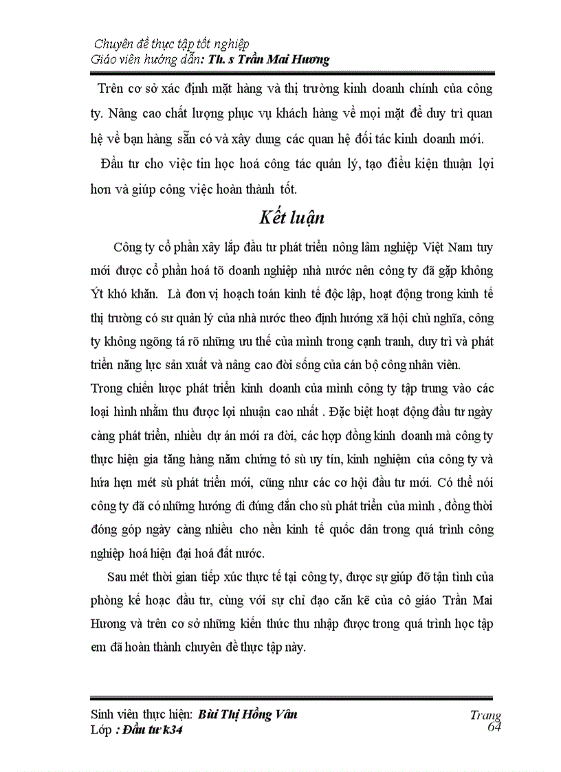 image for page Hoạt động đầu tư phát triển trong Công ty cổ phần xây lắp đầu tư phát triển nông lâm nghiệp Việt Nam-Thực trạng và giải pháp